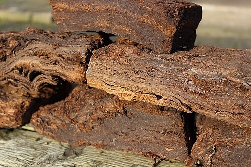 Peat cut into squares